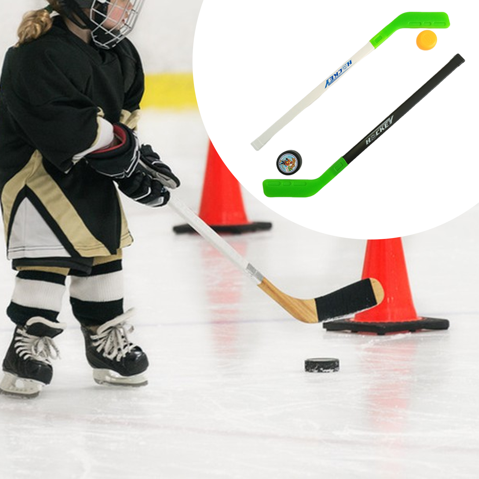 Kids Outdoor Hockey Set - Kids Hockey Sticks and Ball Set,