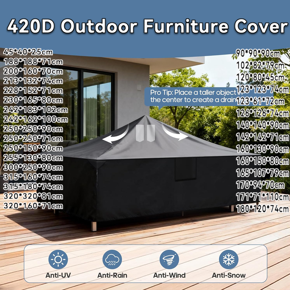 Kids Outdoor Dining Table - 420D Rectangle Patio Furniture Cover Waterproof