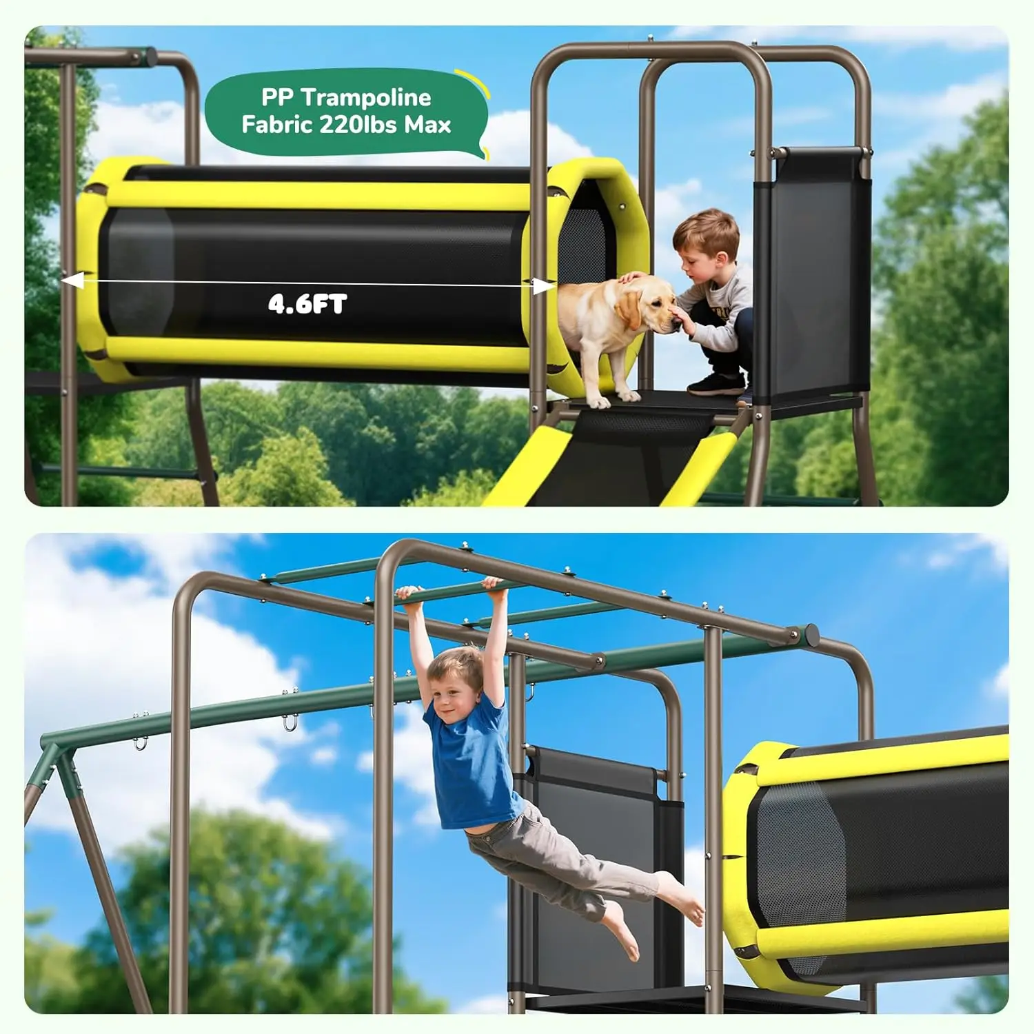 Kids Outdoor Monkey Bar Set - Hot-selling660lbs Swing Set with Slide Crawl