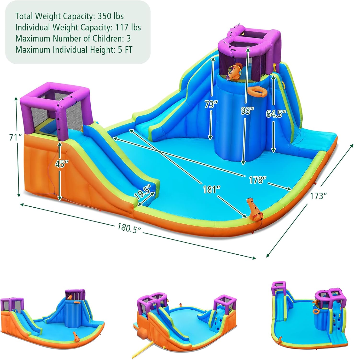 Inflatable Water Slide Park 75 - Kids Outdoor Water Park recensie en prijs