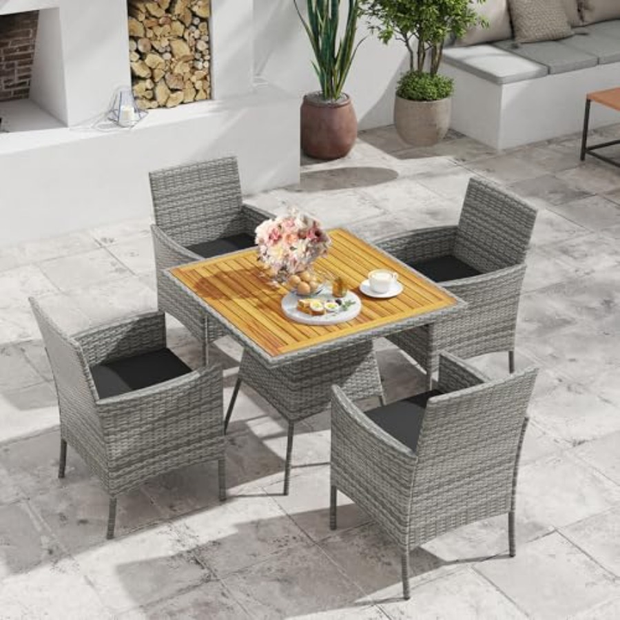 5 Pieces PE Wicker Patio Dinin - Kids Outdoor Dining Table recensie en prijs