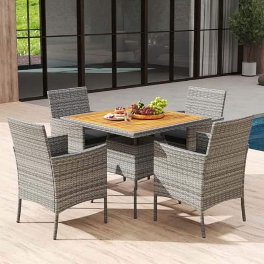 5 Pieces PE Wicker Patio Dinin - Kids Outdoor Dining Table recensie en prijs