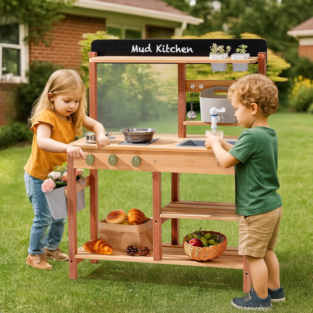 US Shipping Wooden Mud Kitchen - Kids Outdoor Kitchen Set recensie en prijs