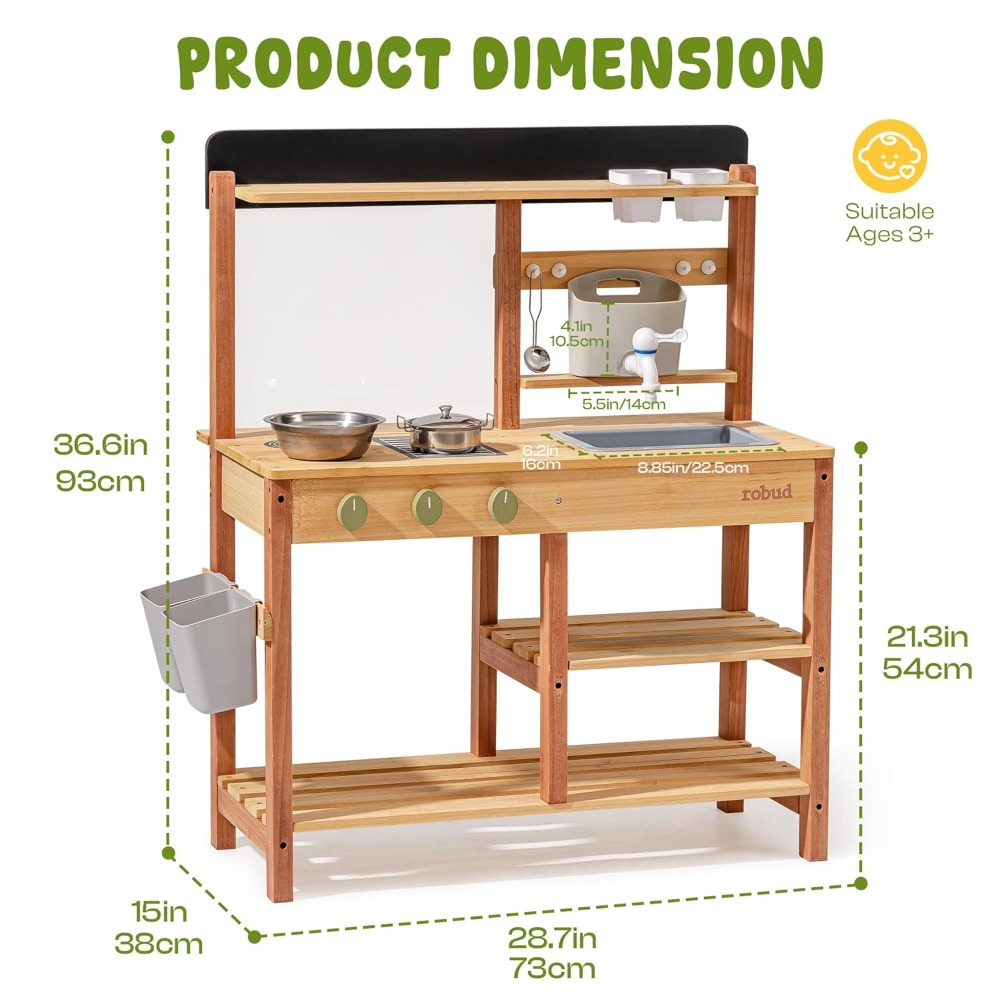 US Shipping Wooden Mud Kitchen - Kids Outdoor Kitchen Set recensie en prijs
