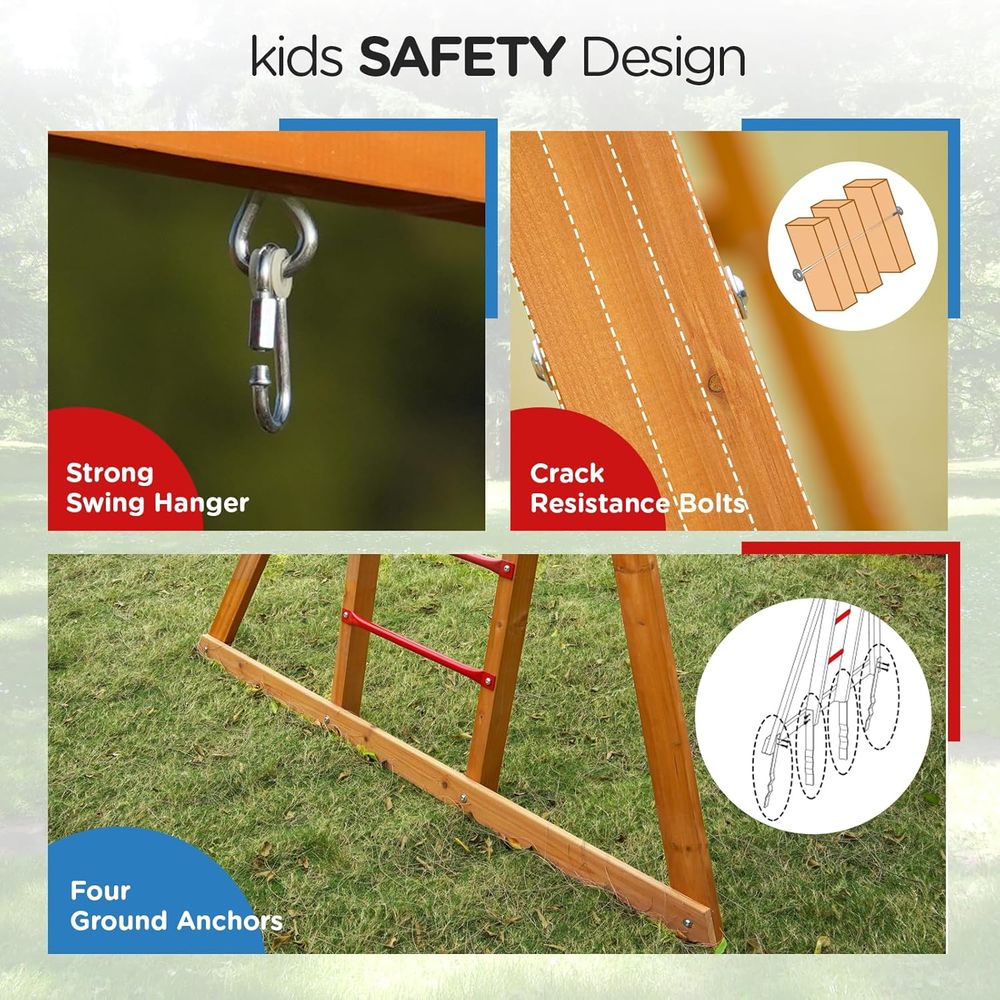 Dohin Playground Wood Swing Se - Kids Outdoor Monkey Bar Set recensie en prijs