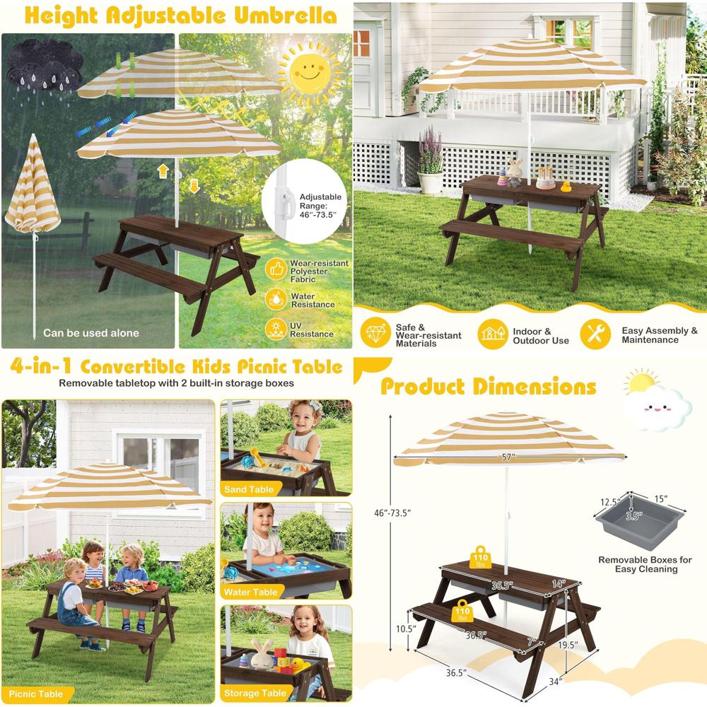 Kids Picnic Table with Sensory - Kids Outdoor Sensory Table recensie en prijs
