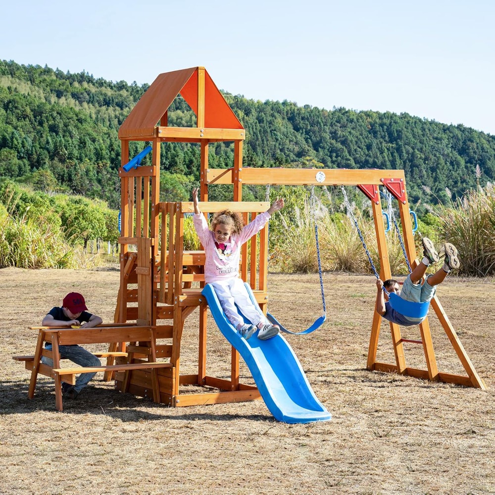 Wooden Swing Sets for Backyard - Kids Outdoor Monkey Bar Set recensie en prijs