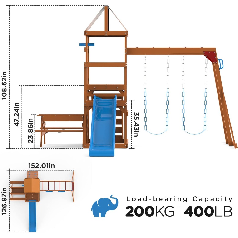 Wooden Swing Sets for Backyard - Kids Outdoor Monkey Bar Set recensie en prijs