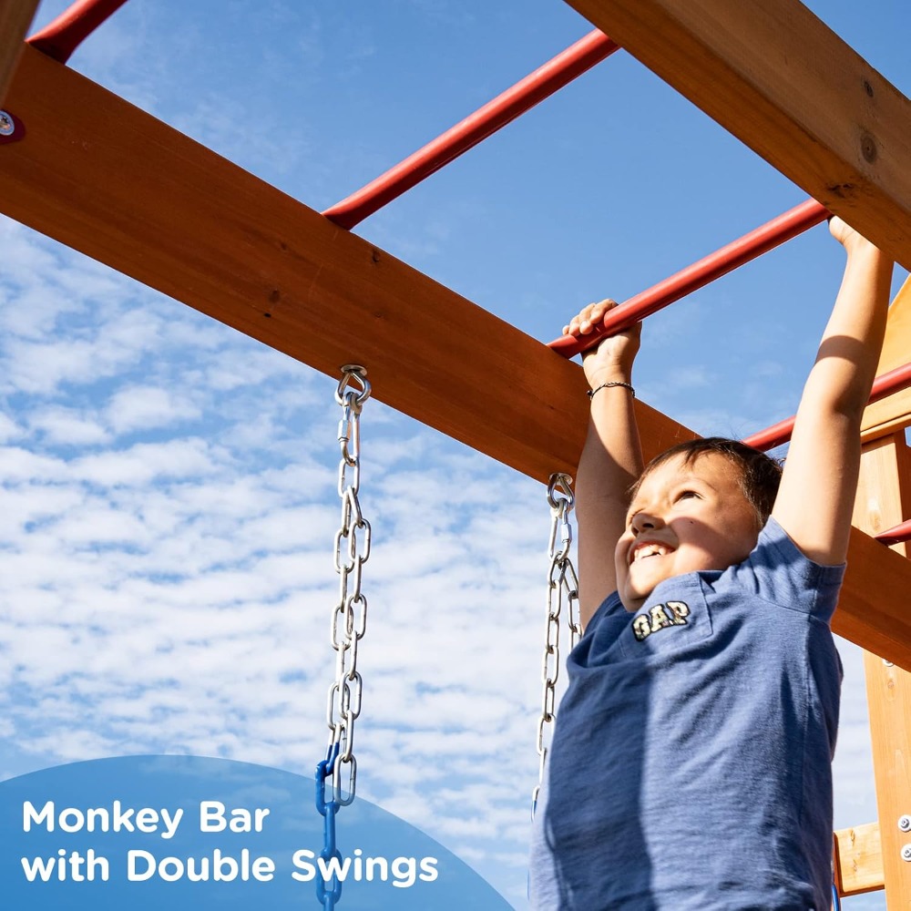 Wooden Swing Sets for Backyard - Kids Outdoor Monkey Bar Set recensie en prijs