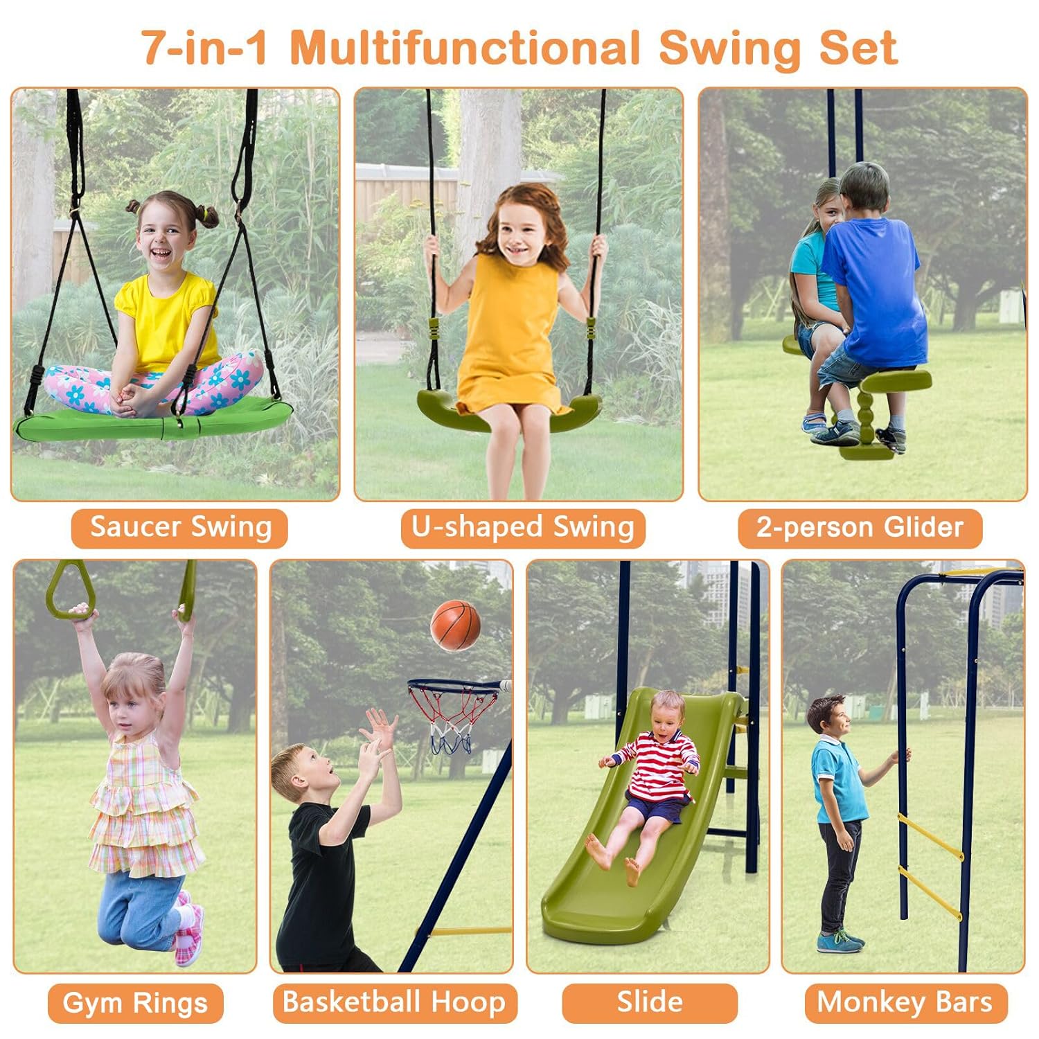 660lbs 7-in-1 Heavy Duty Kids  - Kids Outdoor Monkey Bar Set recensie en prijs