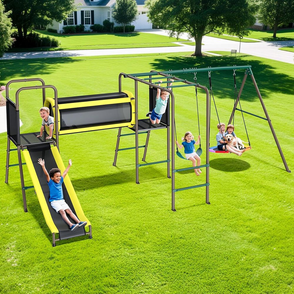 660lbs Swing Set with Slide,Cl - Kids Outdoor Monkey Bar Set recensie en prijs