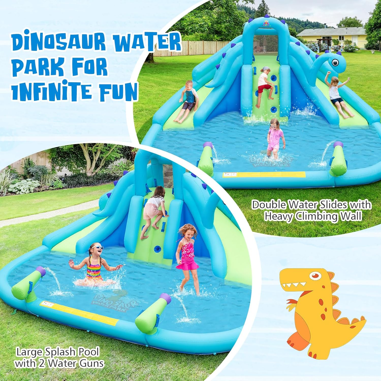 Inflatable Water Slide, Dinosa - Kids Outdoor Water Park recensie en prijs