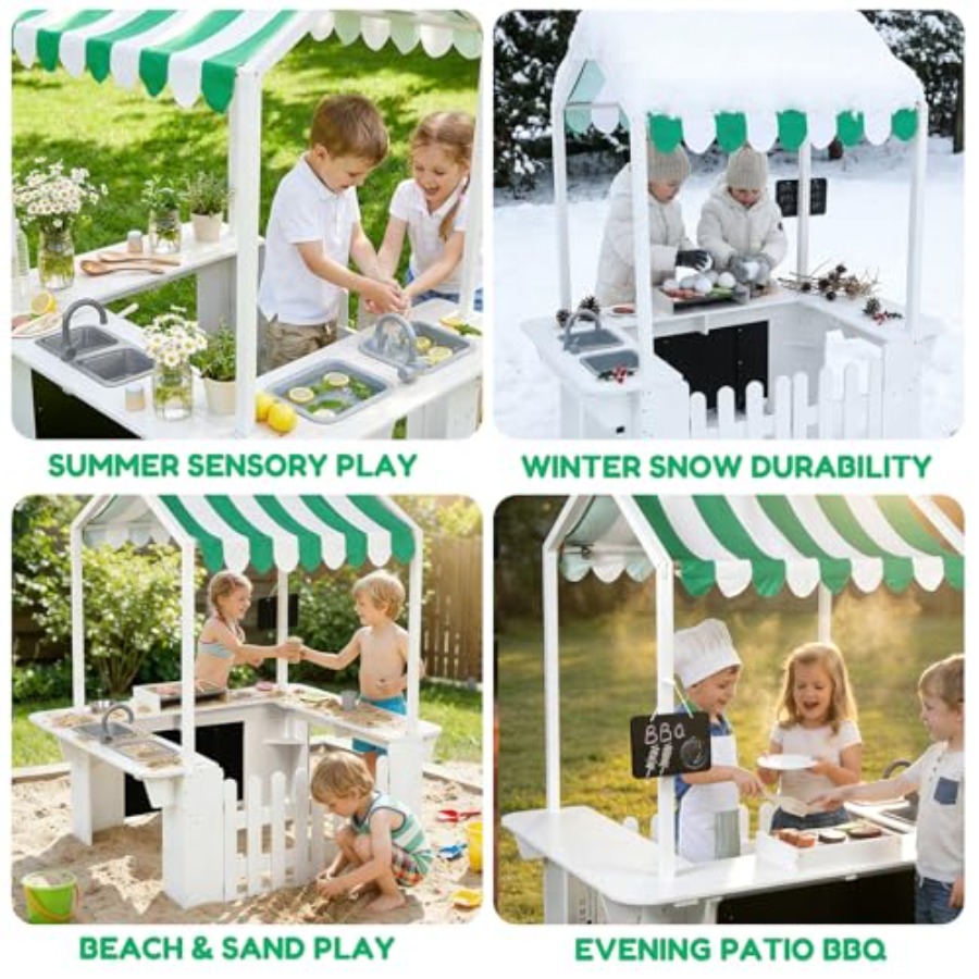 Outdoor playhouse for kids, wh - Kids Outdoor Kitchen Set recensie en prijs