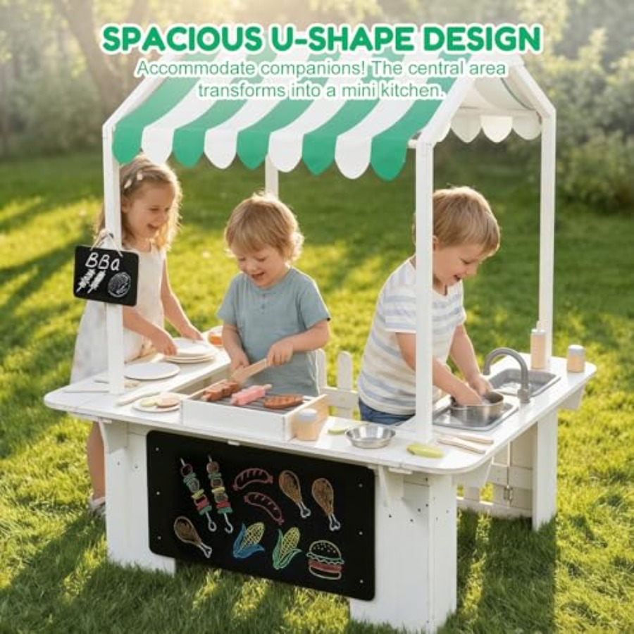 Outdoor playhouse for kids, wh - Kids Outdoor Kitchen Set recensie en prijs