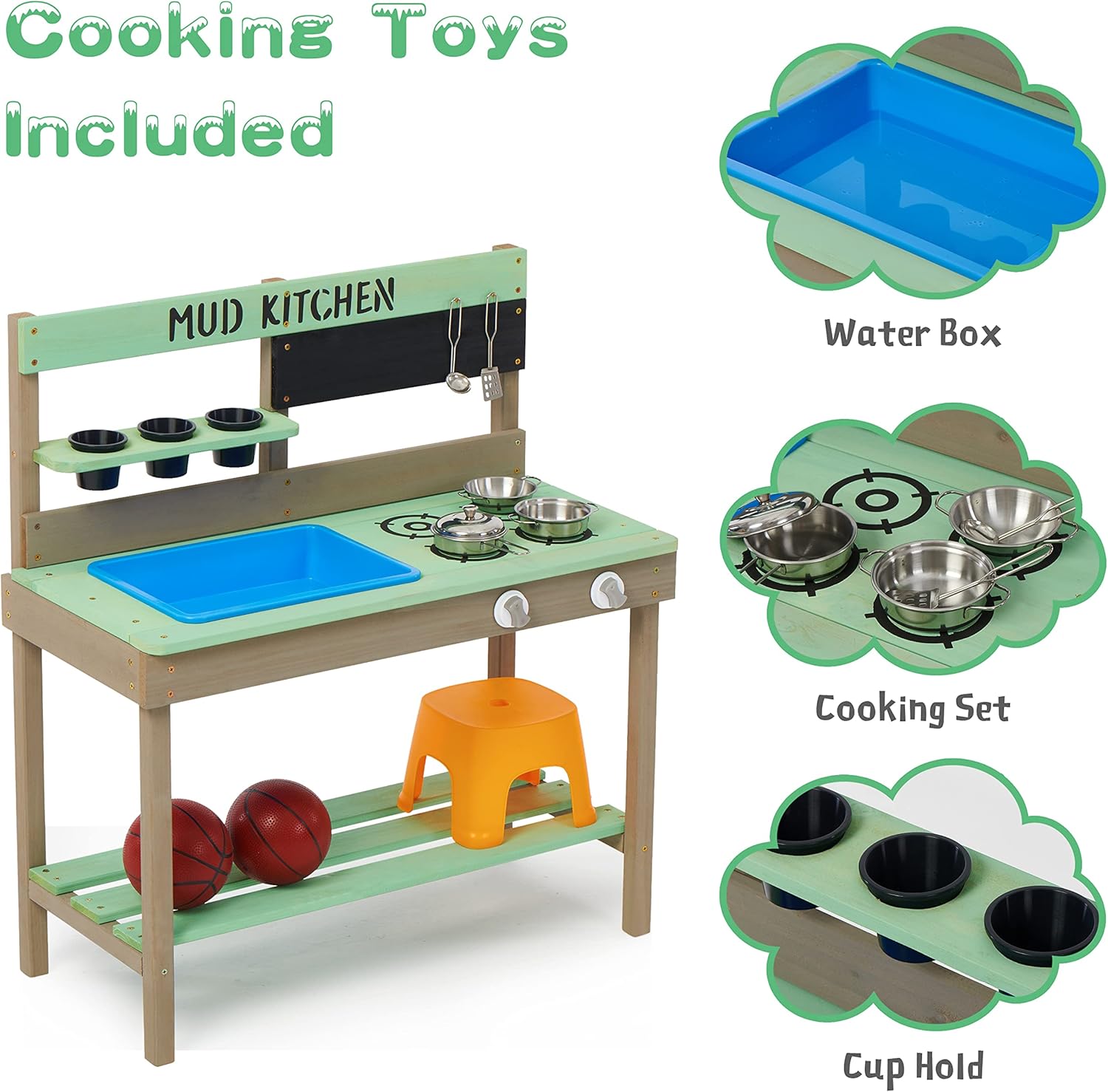 Kid's Wooden Play Kitchen, Out - Kids Outdoor Kitchen Set recensie en prijs