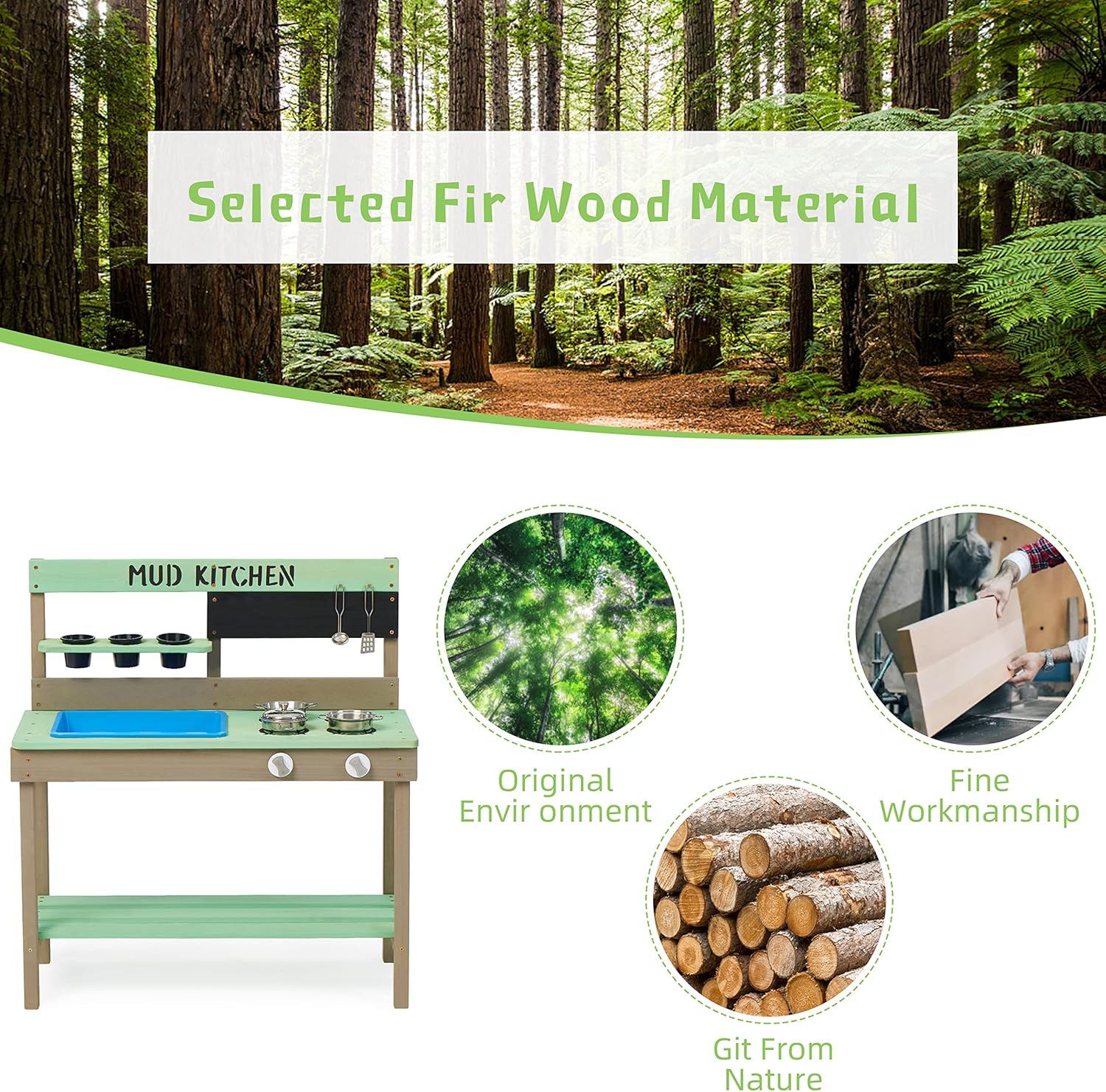 Kid's Wooden Play Kitchen, Out - Kids Outdoor Kitchen Set recensie en prijs